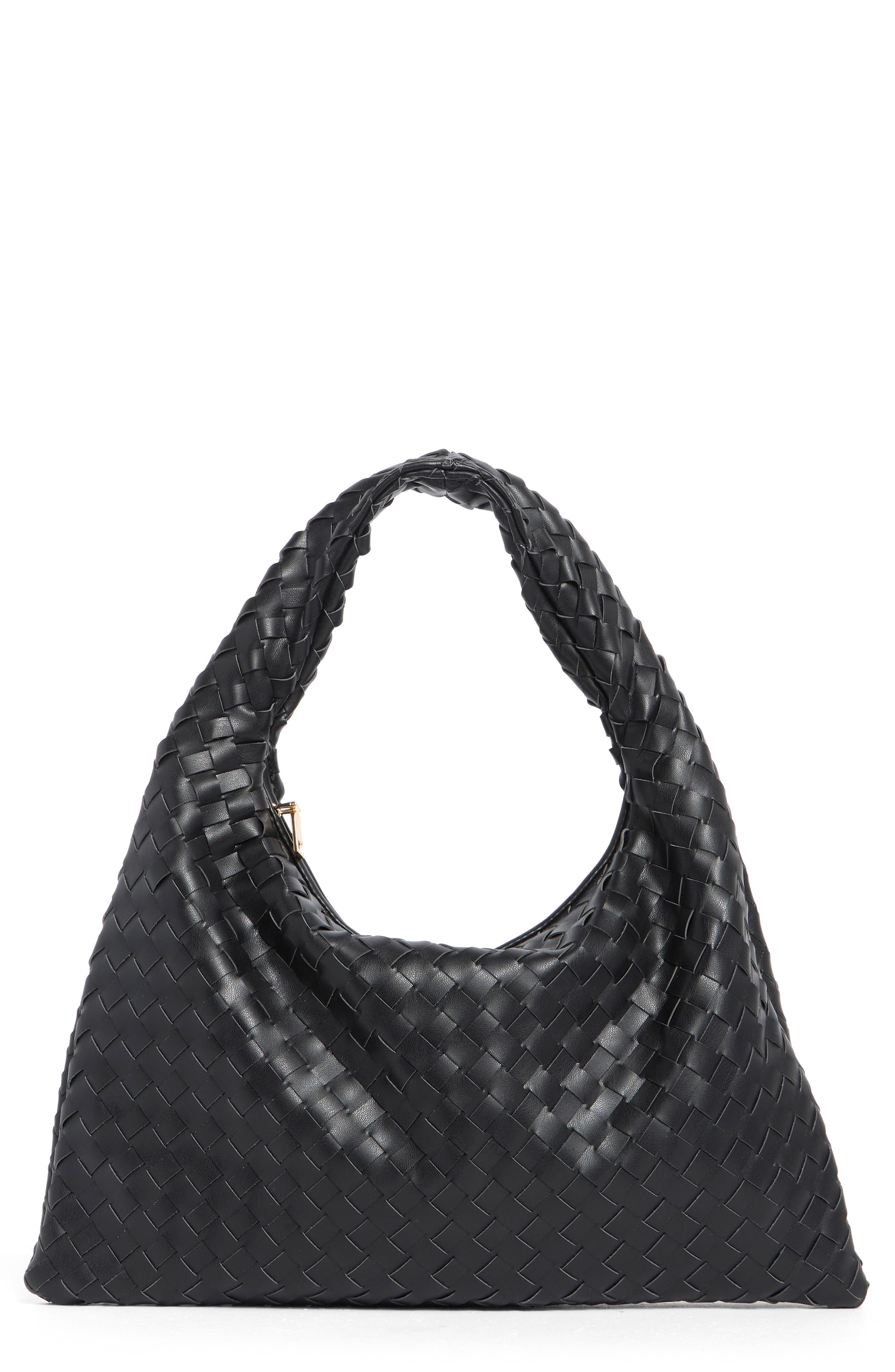 URBAN EXPRESSIONS HANDBAGS Woven Hobo Shoulder Bag, Main, color, Black