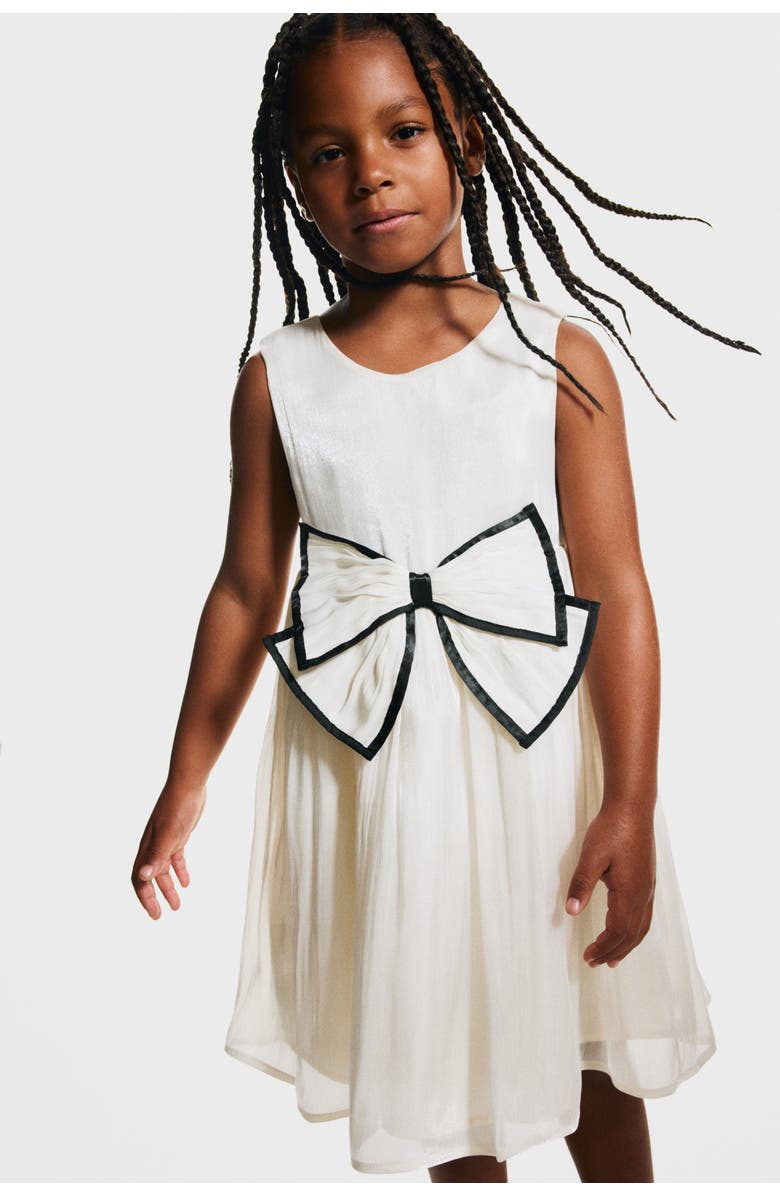 H&M Bow-detail Organza Dress, Alternate, color, White