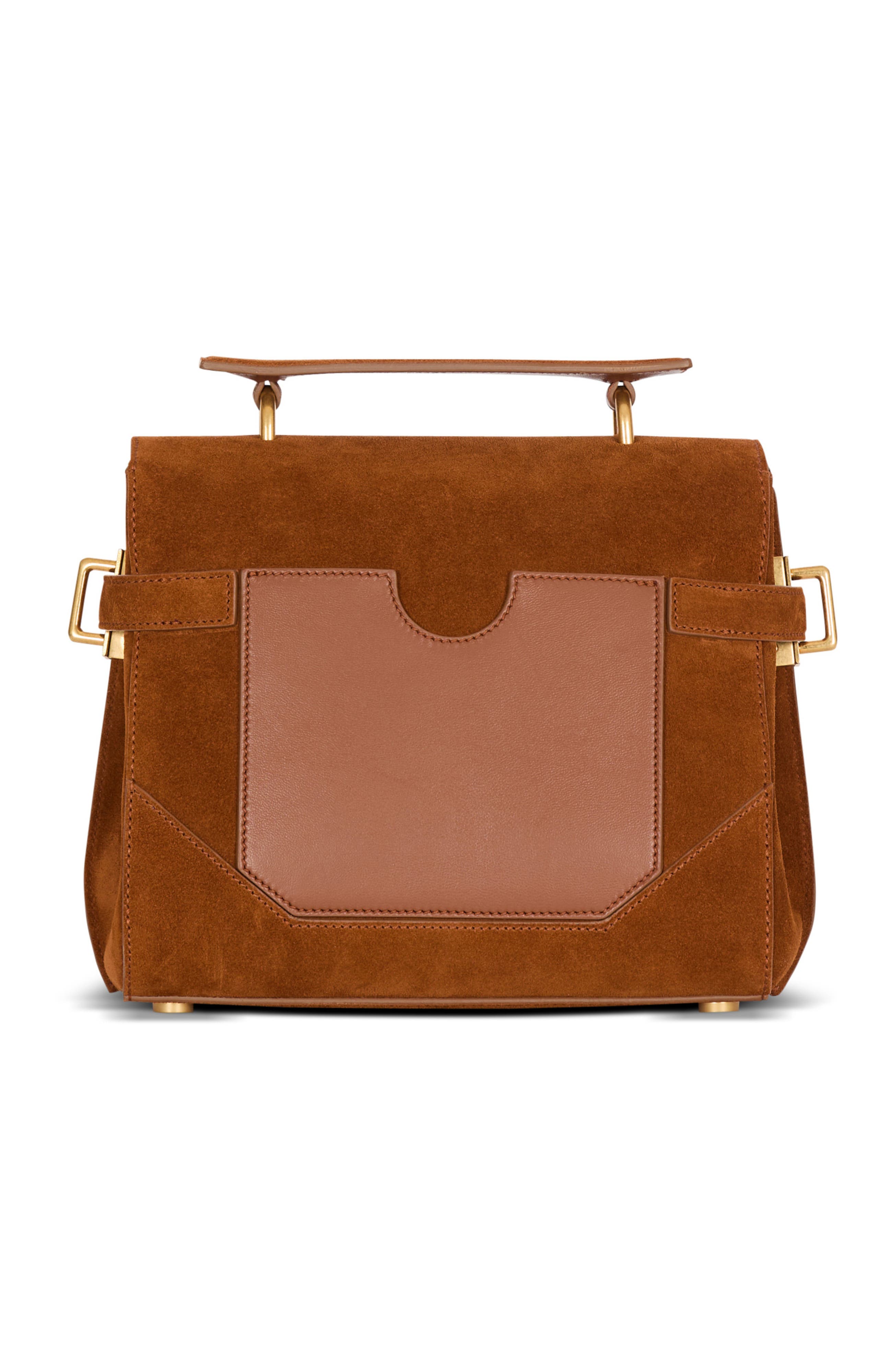Balmain Suede B-Buzz 23 bag, Alternate, color, Brown