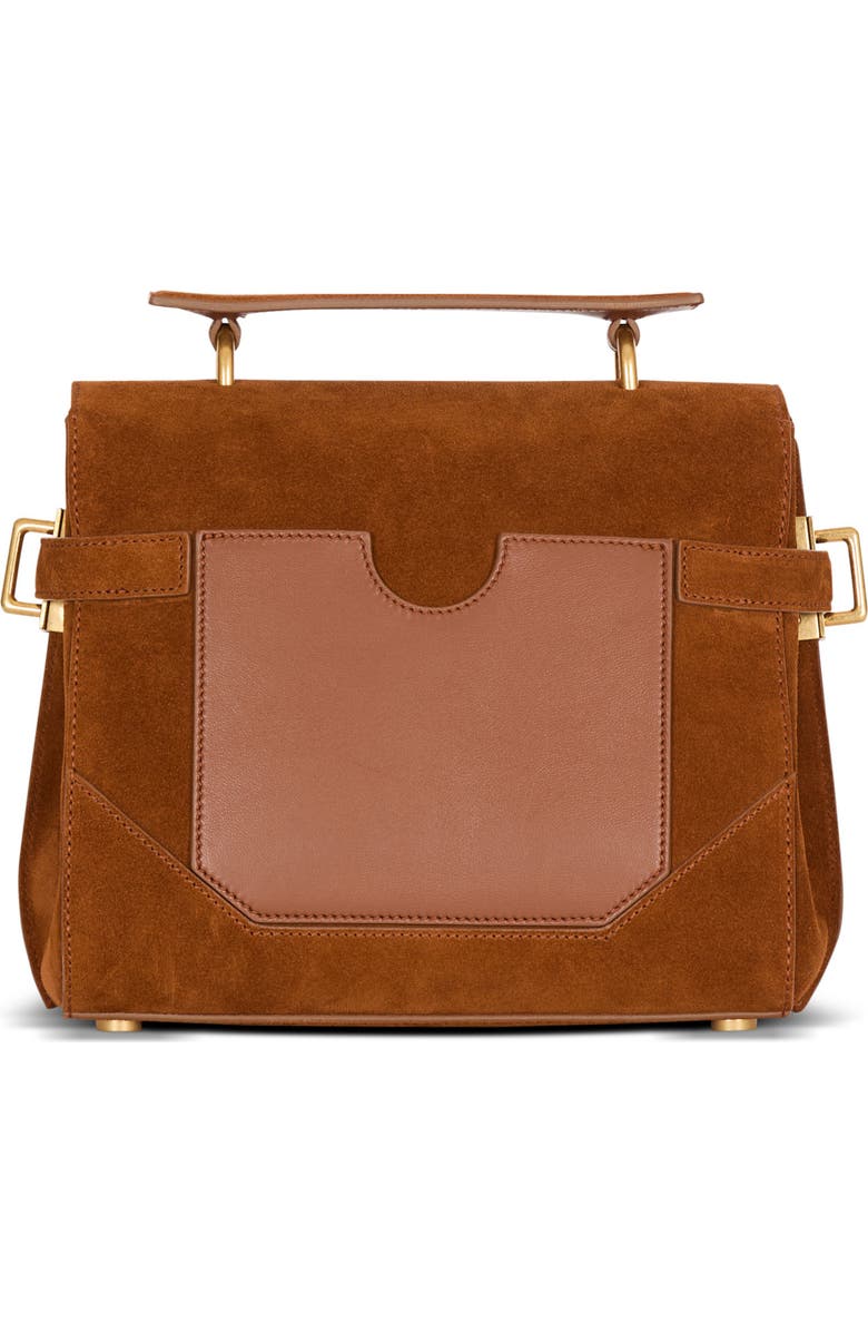 Balmain Suede B-Buzz 23 bag, Alternate, color, Brown