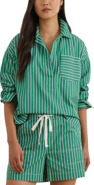 Lauren Ralph Lauren Stachee '70s Stripe Cotton Broadcloth Popover Shirt