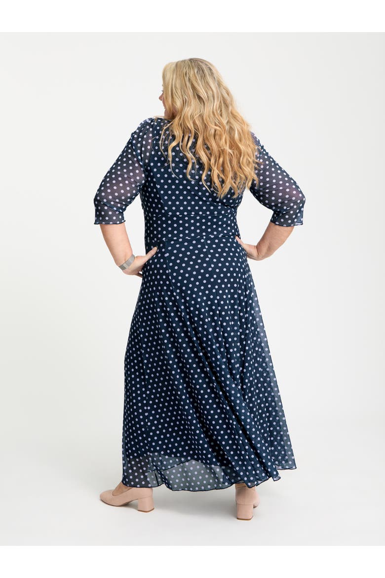 Curvy Petite Verity Print Maxi Gown, Alternate, color, Navy Lavender Spot