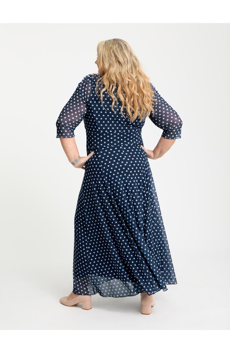 Scarlett & Jo Curvy Petite Verity Print Maxi Gown, Alternate, color, Navy Lavender Spot
