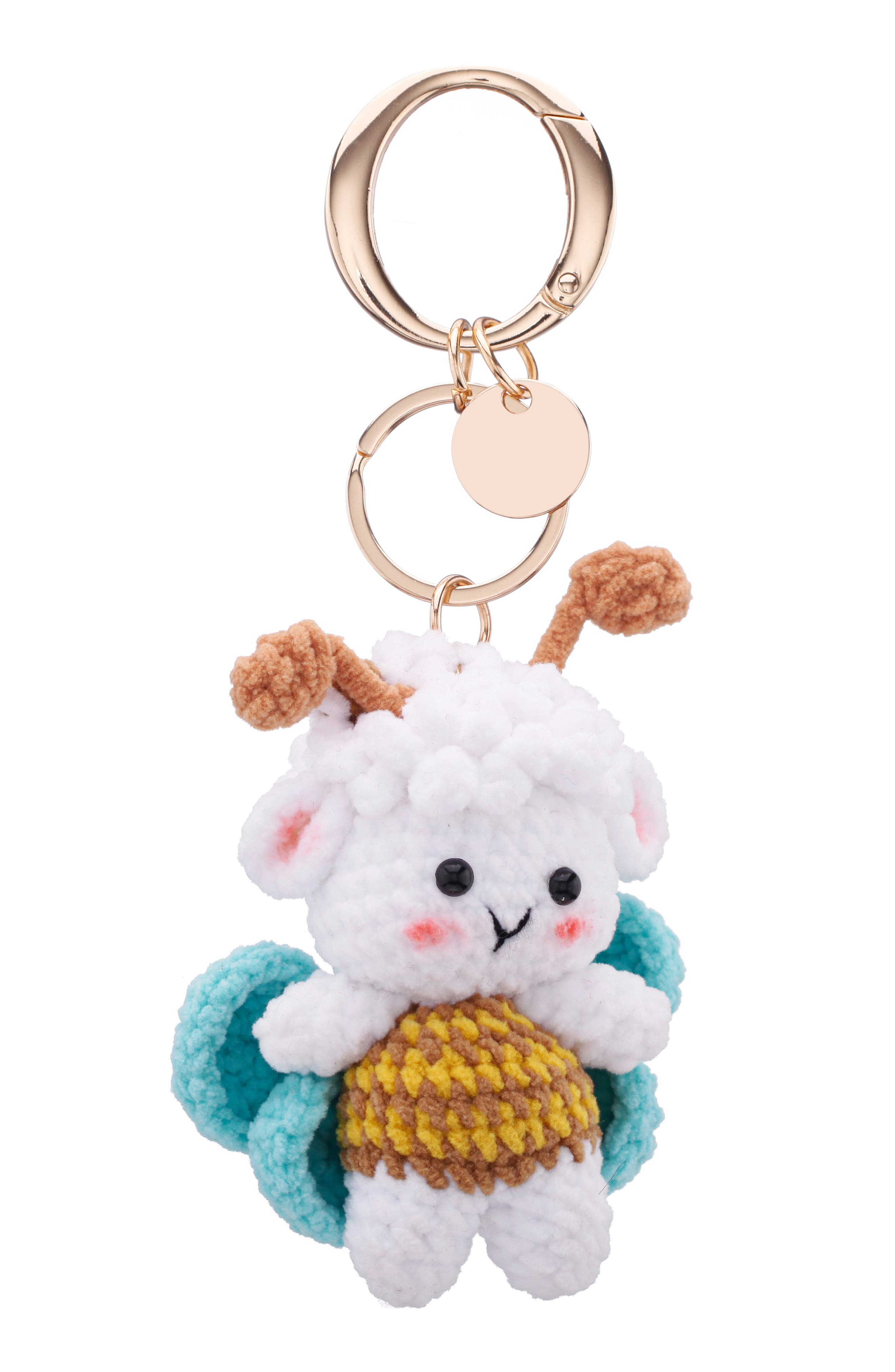 Nina Lamb Bag Charm, Main, color, White