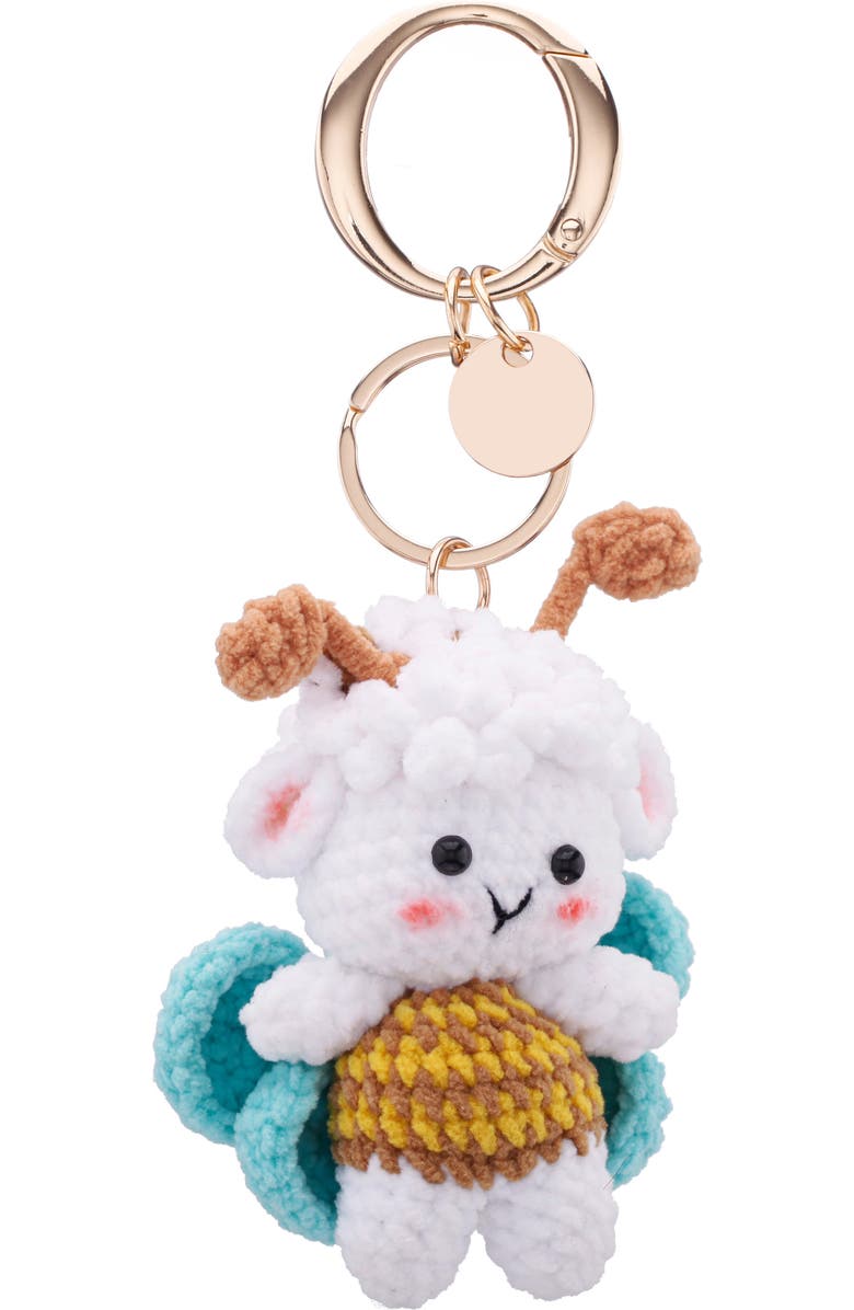 Nina Lamb Bag Charm, Main, color, White