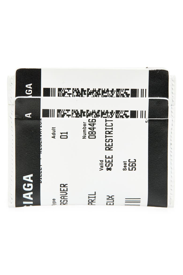 Boarding Pass Leather Card Case, Alternate, color, 1090 BLACK/ WHITE