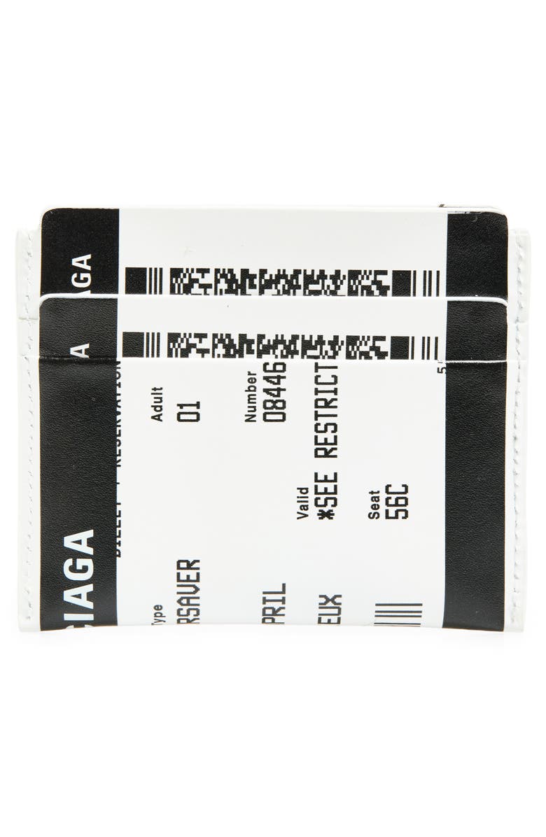 Balenciaga Boarding Pass Leather Card Case, Alternate, color, 1090 Black/ White