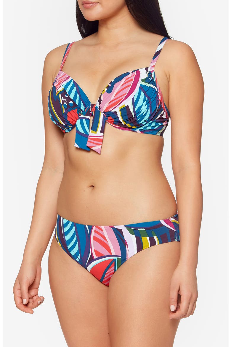 Absolutely Fabulous Tie Front Underwire Bikini Top, Alternate, color, BLUE MULTI