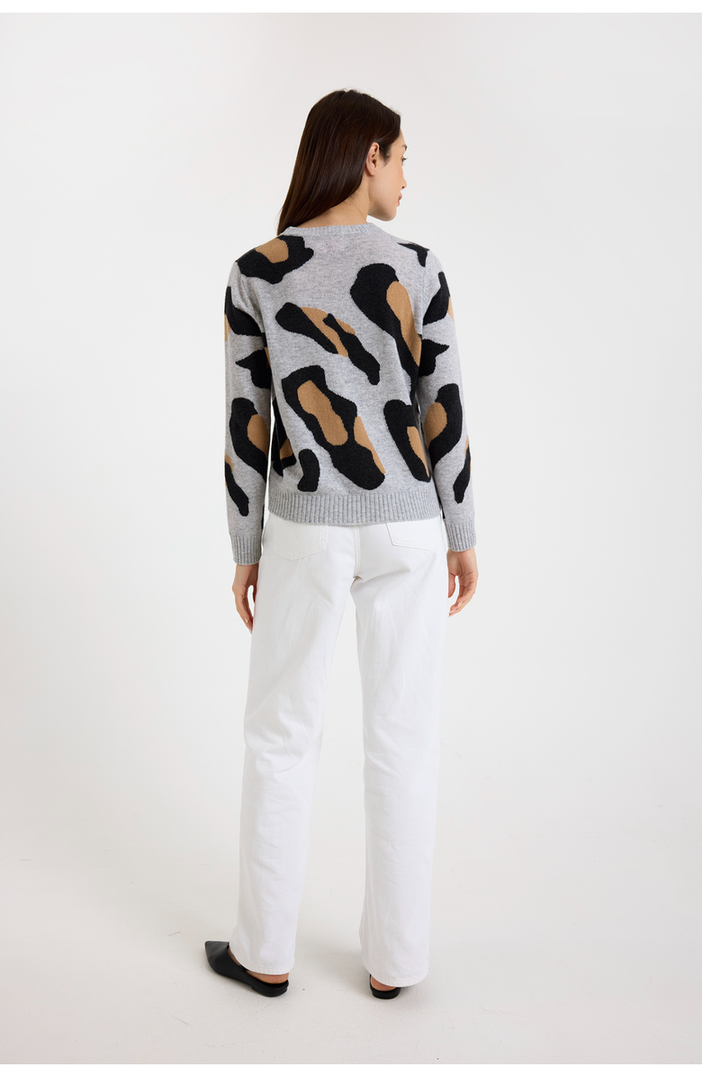 Brodie Pure Cashmere Abstract Crew Neck 100% Cashmere Sweater, Alternate, color, Super Grey