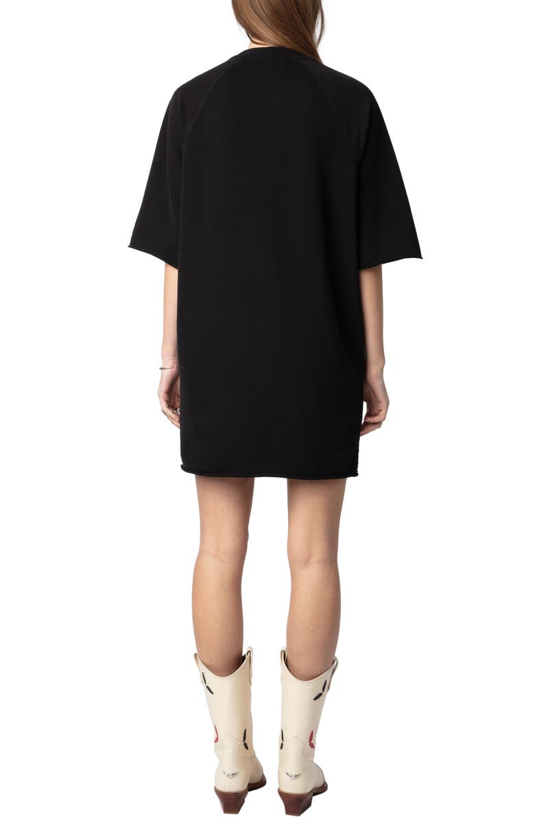 Zadig & Voltaire Grace Stud Detail Rock and Roll Graphic T-Shirt Dress, Alternate, color, 