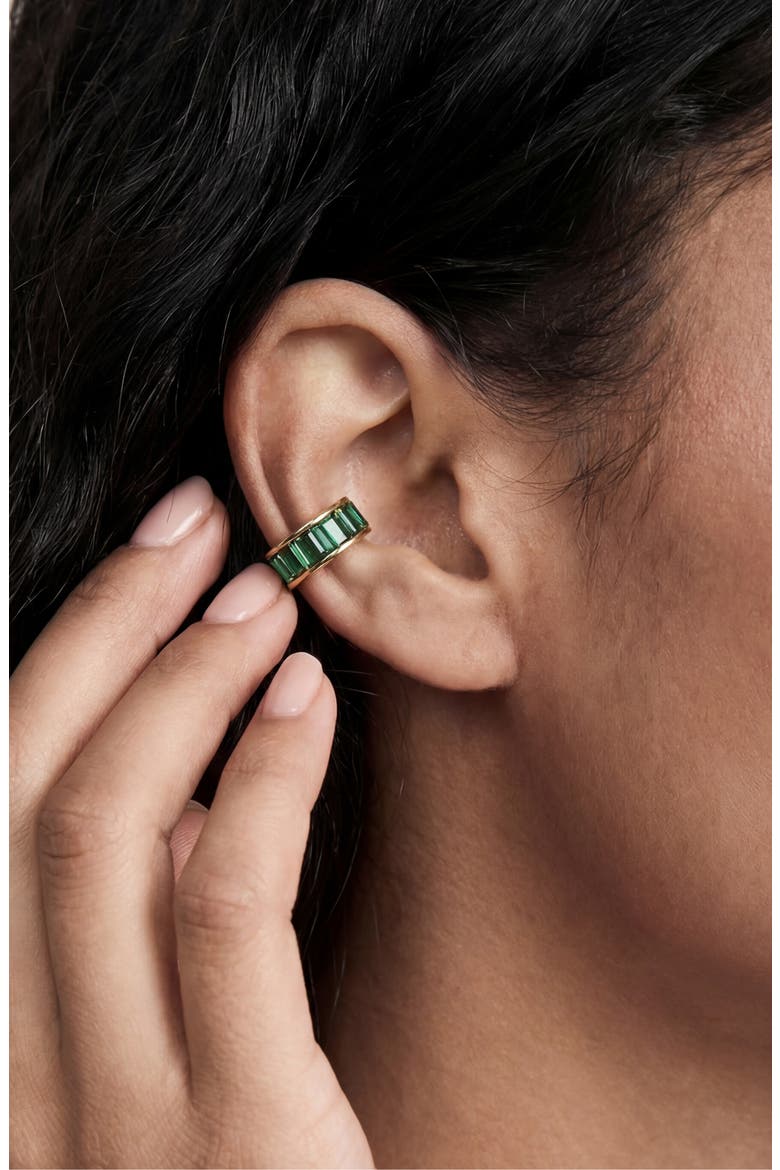 Crystal Ear Cuff, Alternate, color, GREEN