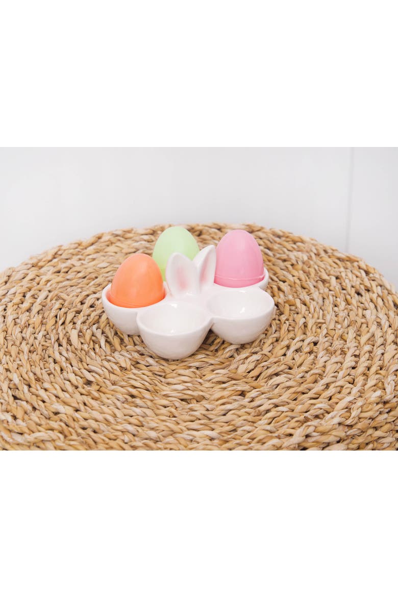 Easter Bunny Ears 5-Egg Sectional Stoneware Serving Platter 3" x 5.25", Alternate, color, White