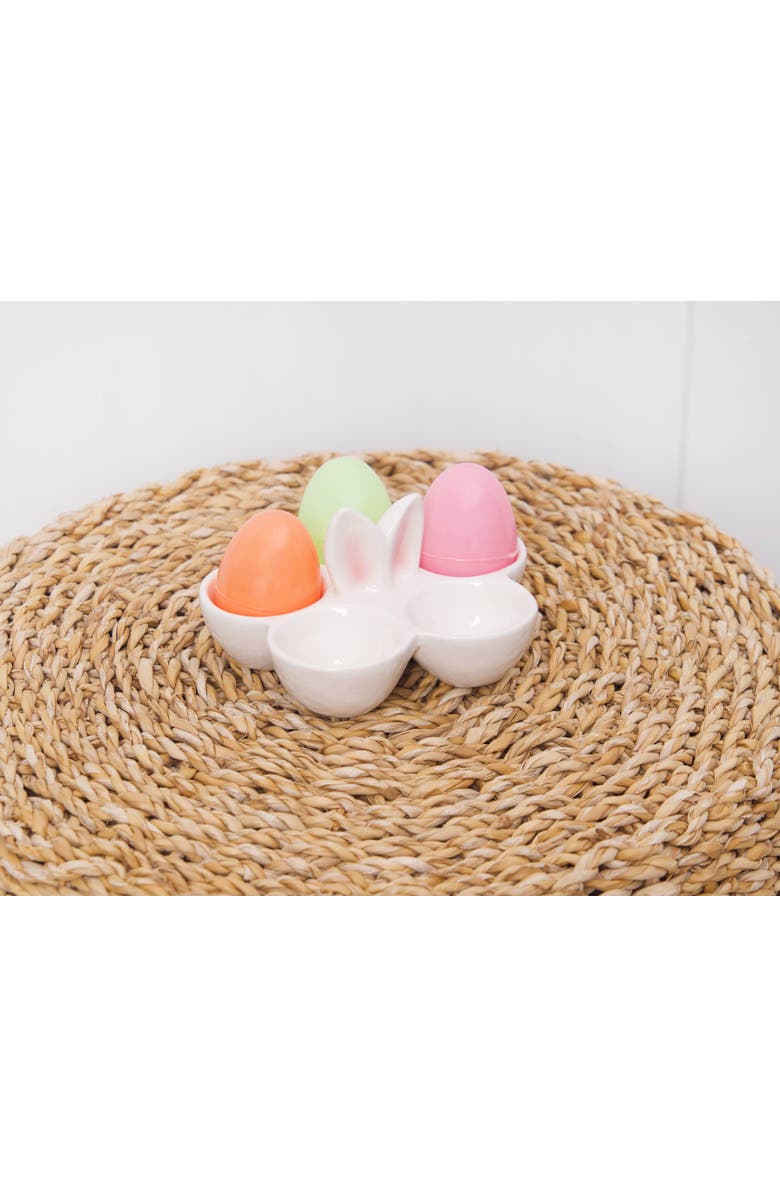 Gallerie II Easter Bunny Ears 5-Egg Sectional Stoneware Serving Platter 3" x 5.25", Alternate, color, White