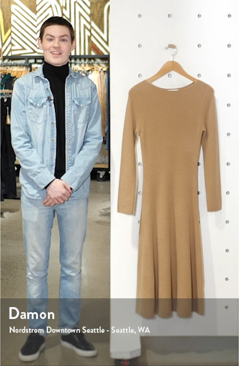 Long Sleeve Cashmere Blend Sweater Dress, sales video thumbnail