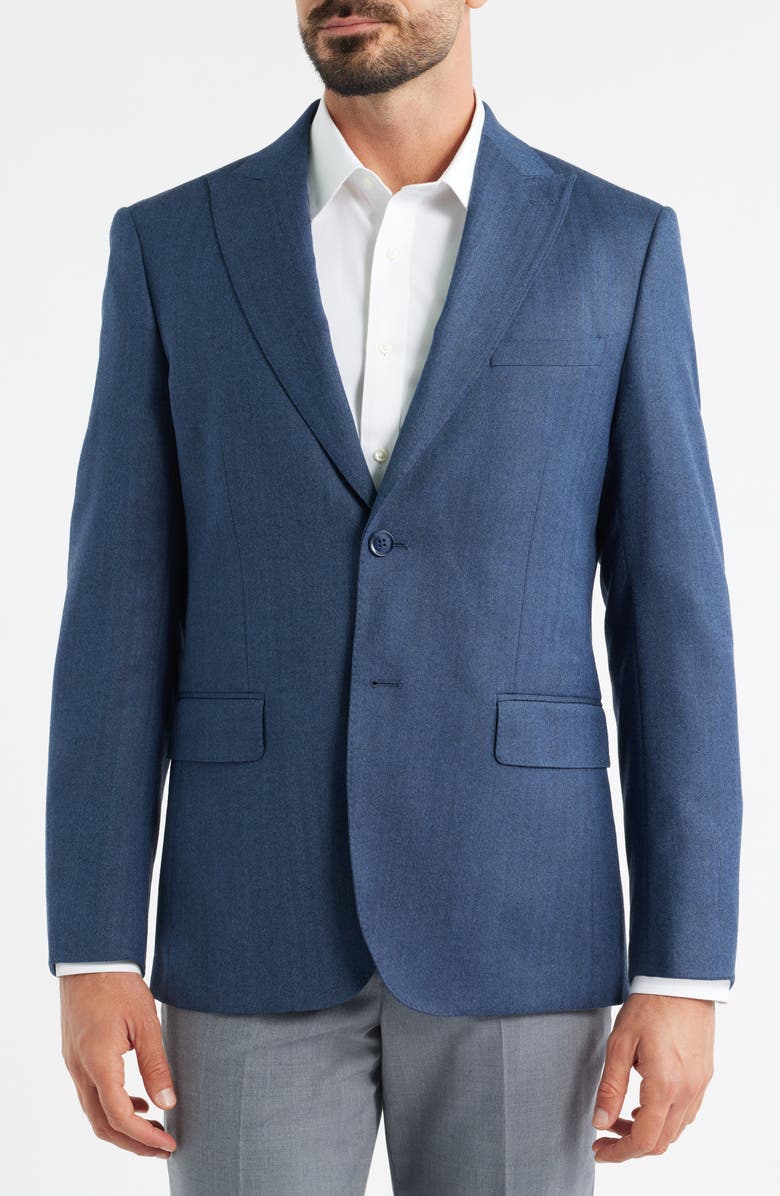 DANIEL HECHTER Modern Fit Blue Wool Blend Herringbone Sport Coat, Alternate, color, Navy