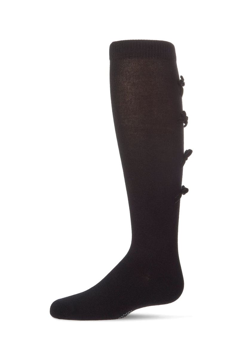 MeMoi Back Bow Trimmed Knee Sock, Main, color, Black