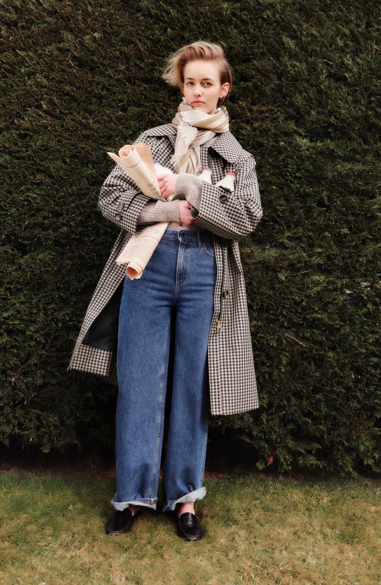 Barbour Nadine Check Showerproof Car Coat, Alternate, color, Navy Light Sand Gingham