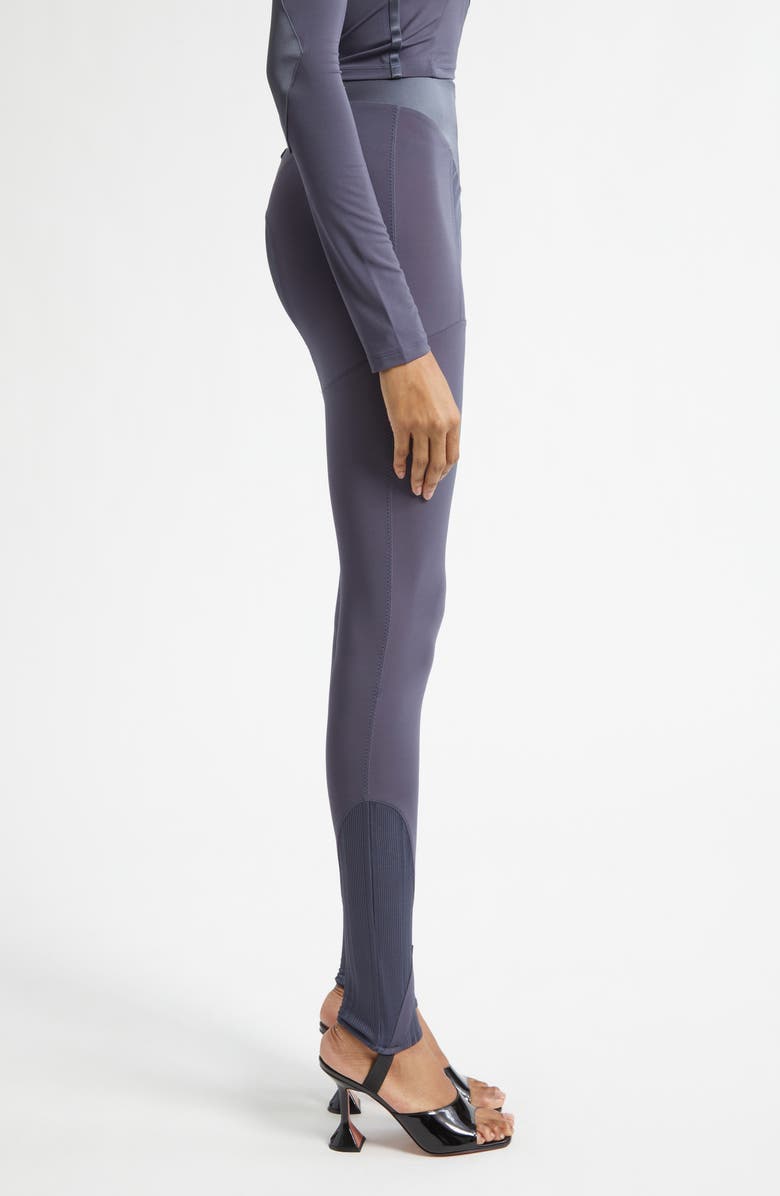 Jean Paul Gaultier Jersey & Rib Stirrup Leggings, Alternate, color, Petrol