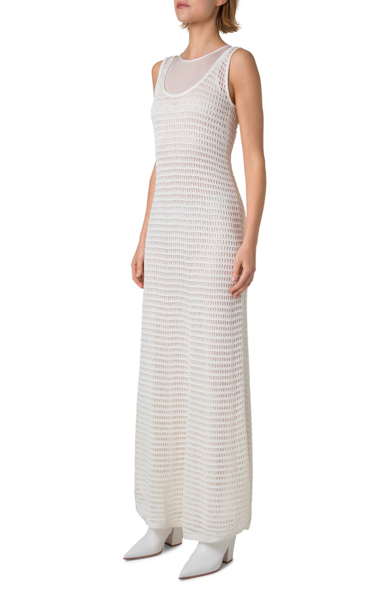 Akris Sleeveless Crochet & Knit Sweater Dress, Alternate, color, Ecru