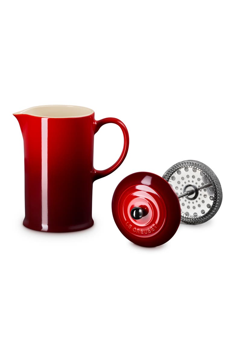 34-Ounce Stoneware French Press, Alternate, color, CERISE