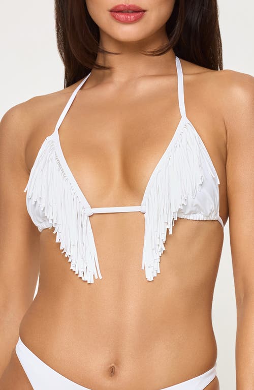 L*space Lspace Sienna Fringe Triangle Bikini Top In White