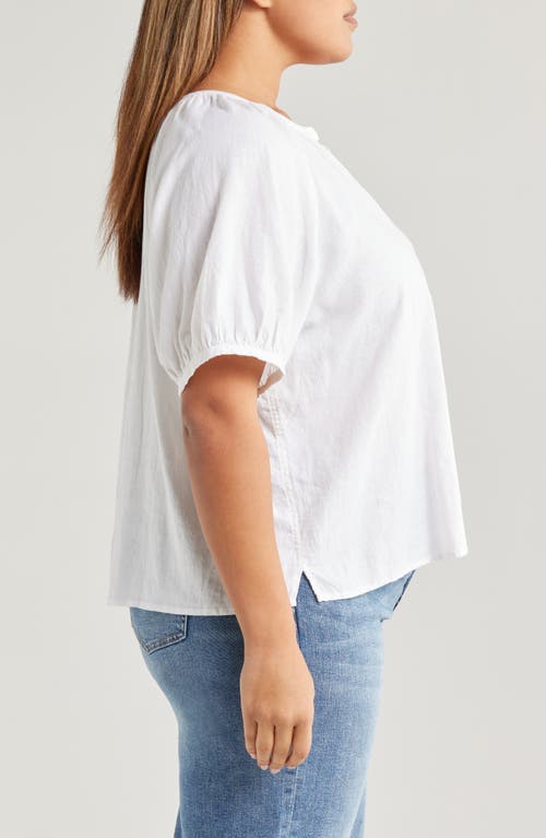 Caslonr Caslon(r) Linen Blend Puff Sleeve Top In White