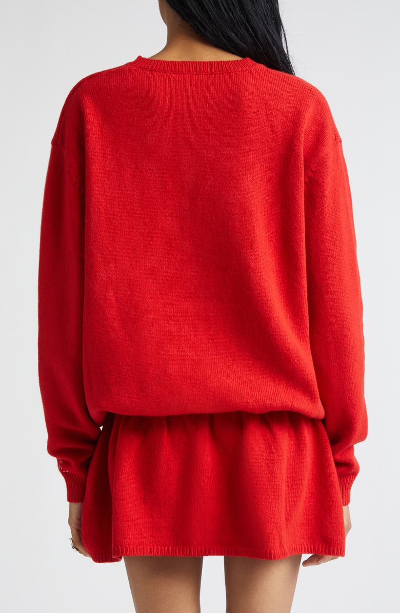 Sandy Liang Kazia Oversize Long Sleeve Sweater Dress, Alternate, color, Red