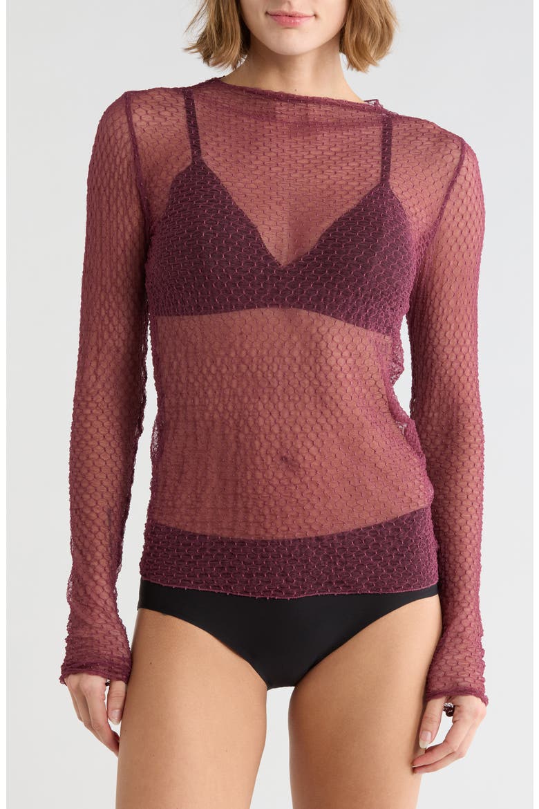 Minding My Business Sheer Top, Main, color, CRUSHED BERRY