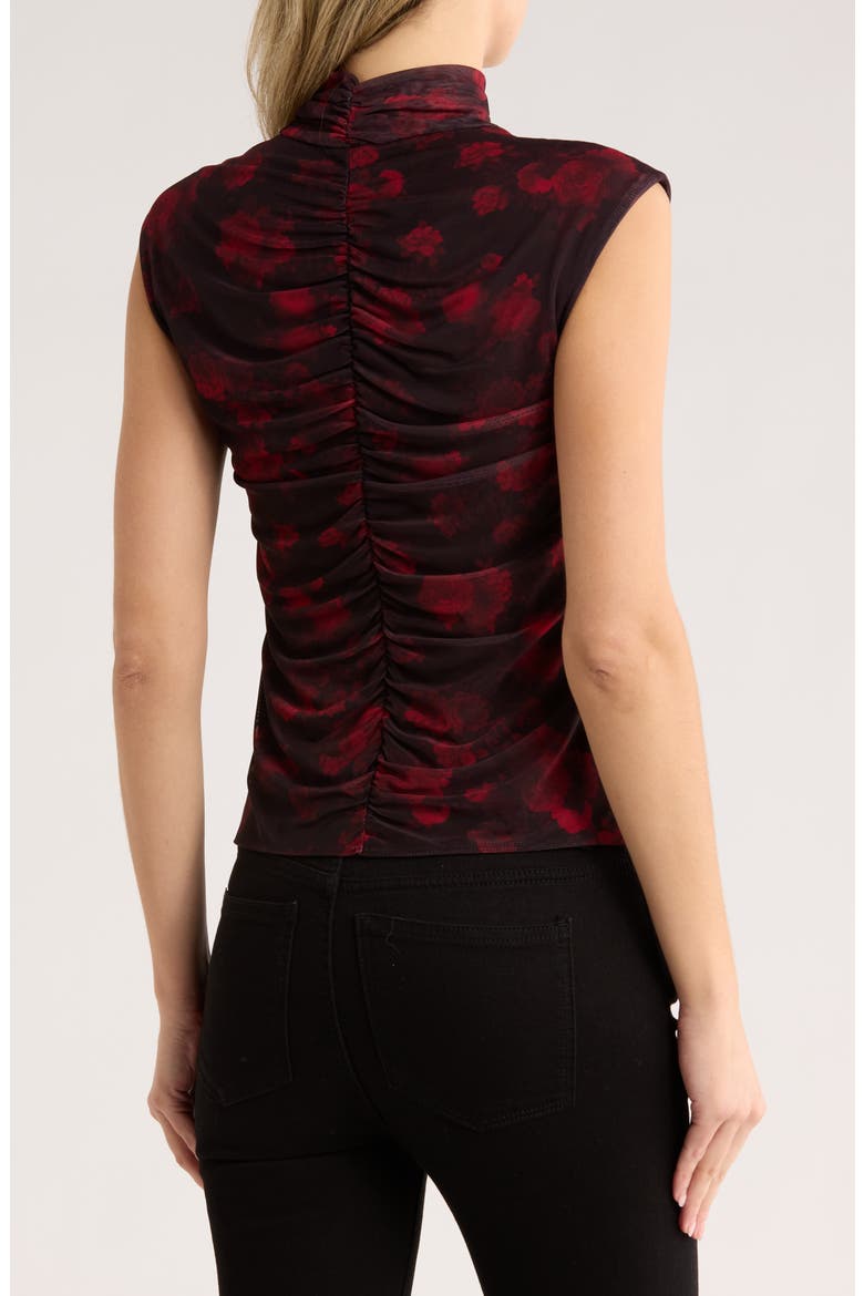 Mock Neck Extended Shoulder Top, Alternate, color, BURGUNDY FLORAL PRINT