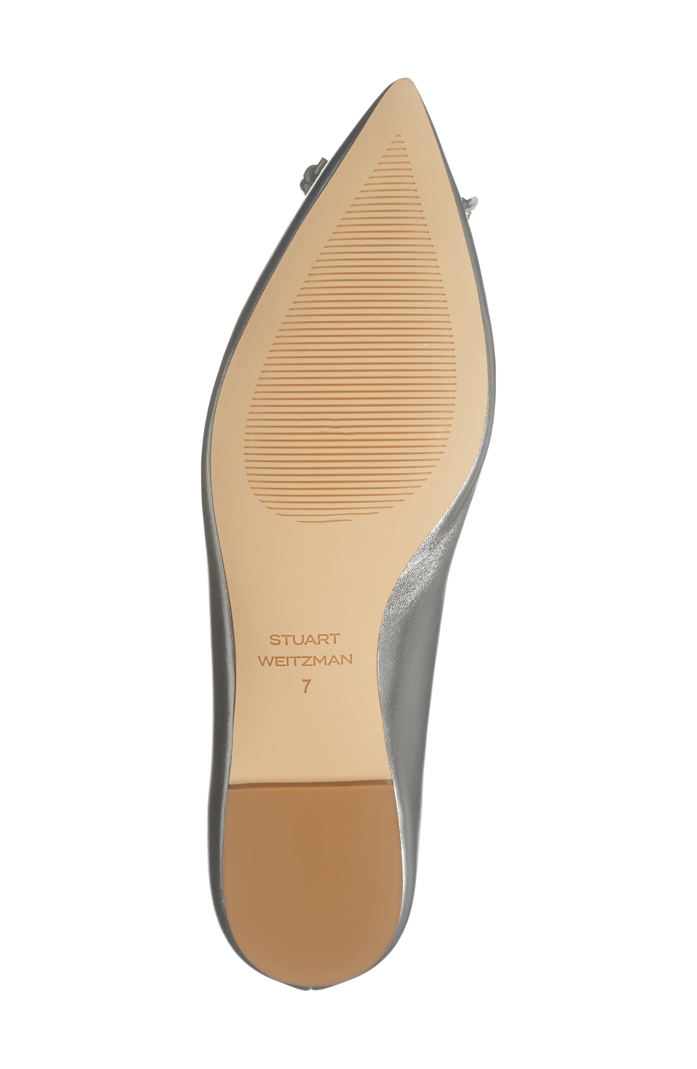 Stuart Weitzman Gabby Bow Flat, Alternate, color, Silver