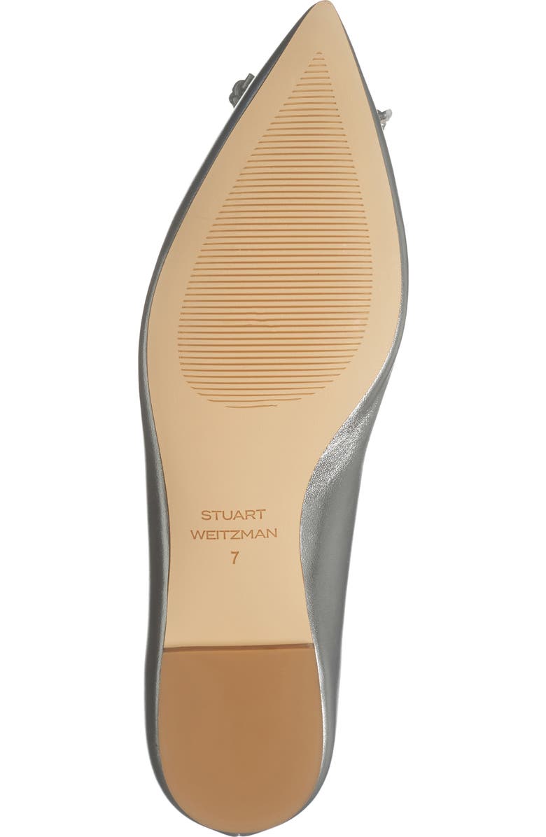 Stuart Weitzman Gabby Bow Flat, Alternate, color, Silver