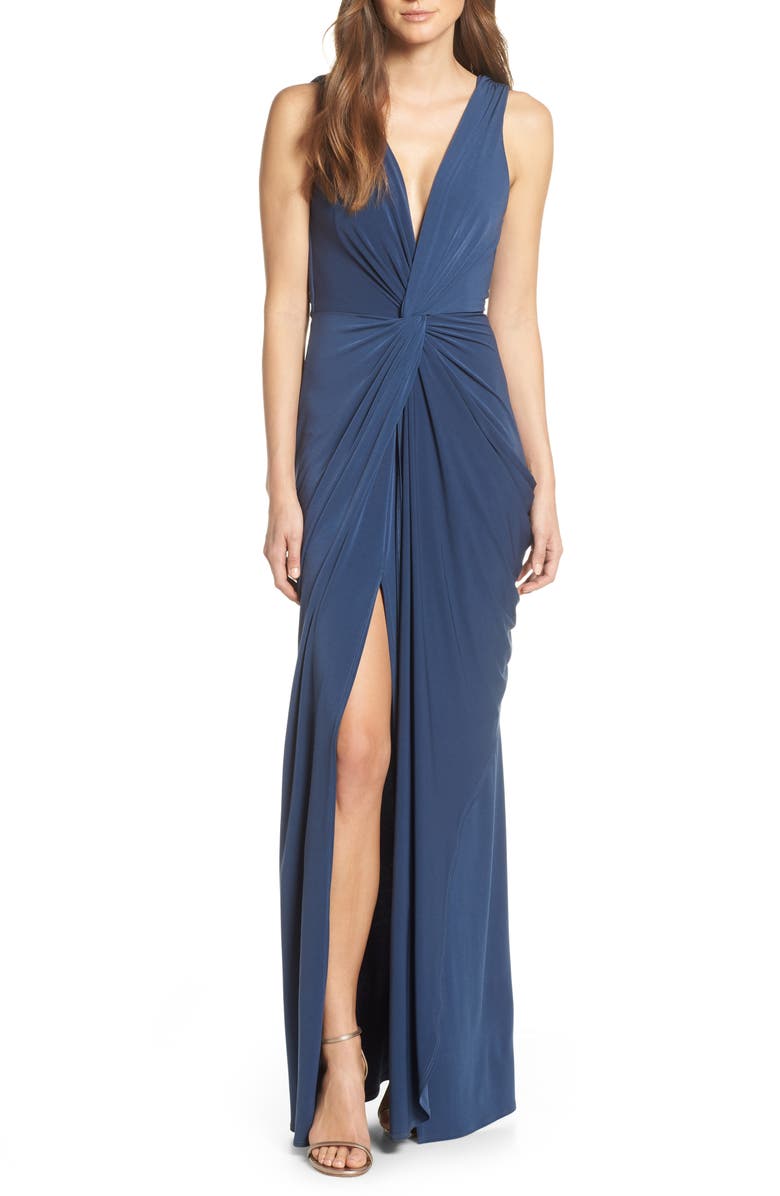 Katie May Leo Twist Front Column Gown, Main, color,