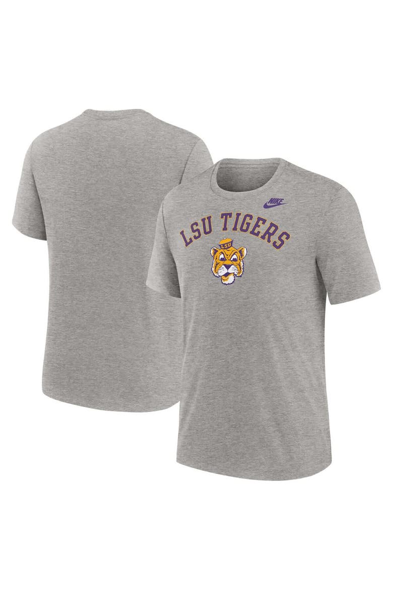 Men's Nike Heather Gray LSU Tigers Legacy Arch Tri-Blend T-Shirt, Main, color, Heather Gray