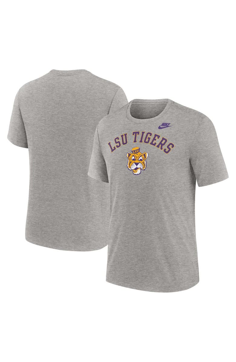 Nike Men's Nike Heather Gray LSU Tigers Legacy Arch Tri-Blend T-Shirt, Main, color, Heather Gray