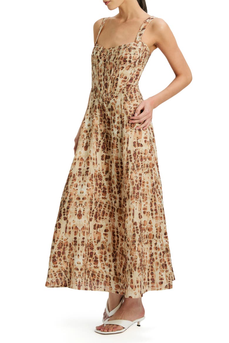 Lilah Pebble Print Corset Midi Dress, Alternate, color, PEBBLE PRINT