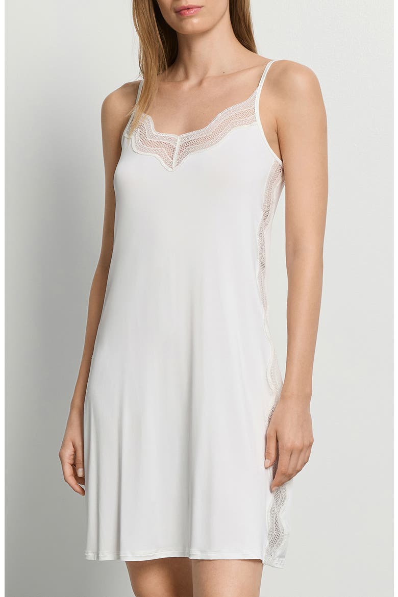 Cira Tulle Lace Trim Slip, Main, color, OFF WHITE