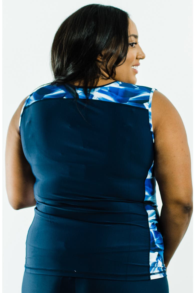 Plus Size Loose Fit Maya Swim Top, Alternate, color, Navy Wave/Navy