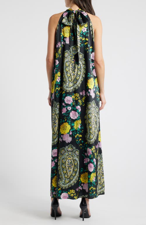 Kobi Halperin Genesis Neck-tie Paisley Maxi Halter Dress In Black Multi