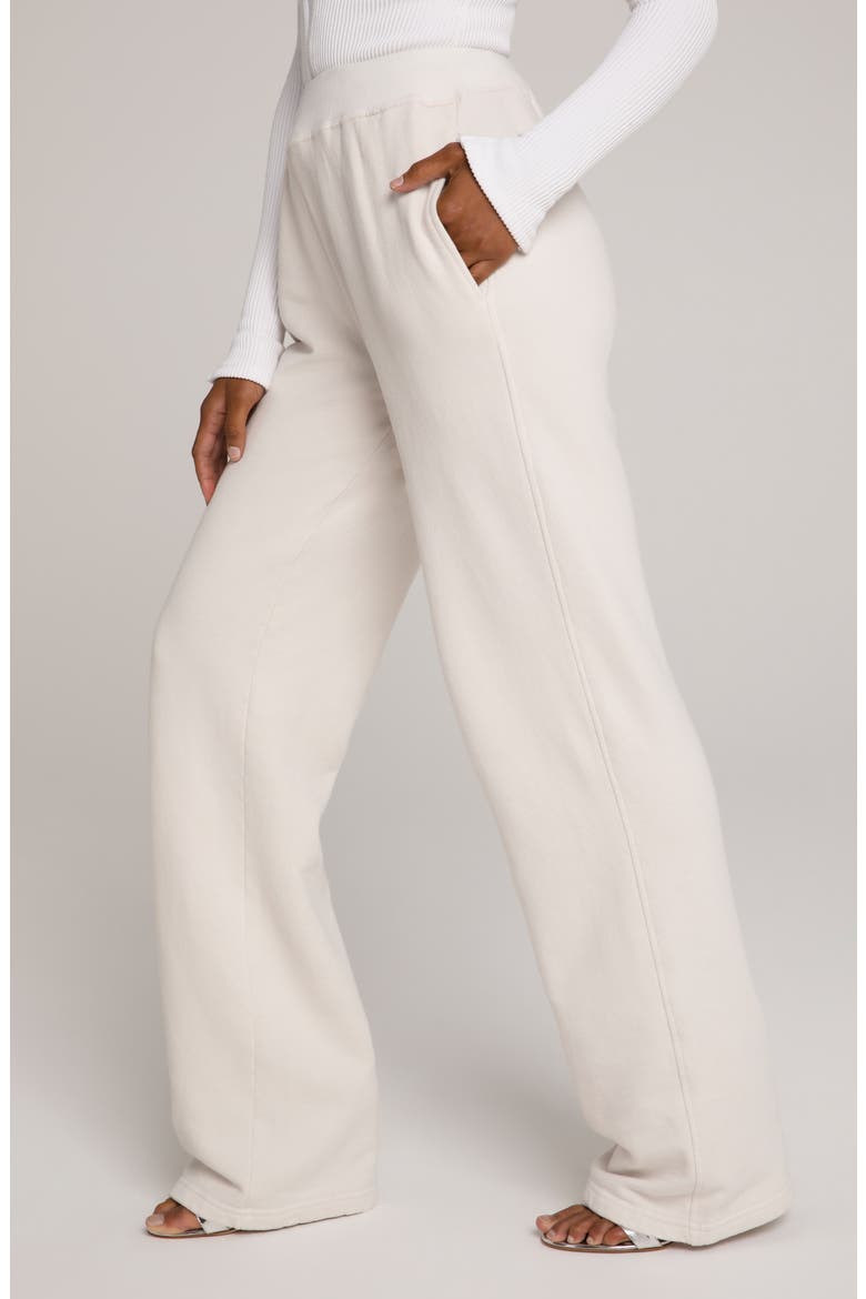 Terry Fleece Wide Leg Sweatpants, Alternate, color, BONE001