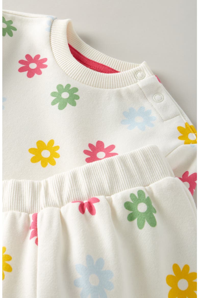 Scallop Hem Cotton Blend Top & Pants Set, Alternate, color, IVORY EGRET RAINBOW DAISY