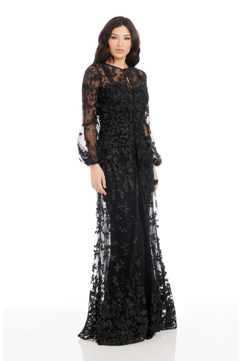 Joss Floral Appliqué Lace Jacket, Alternate, color, BLACK