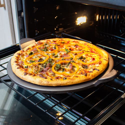 Old Stone Glazed Cordierite Pizza Stone With Handles, 13-inch In Gray