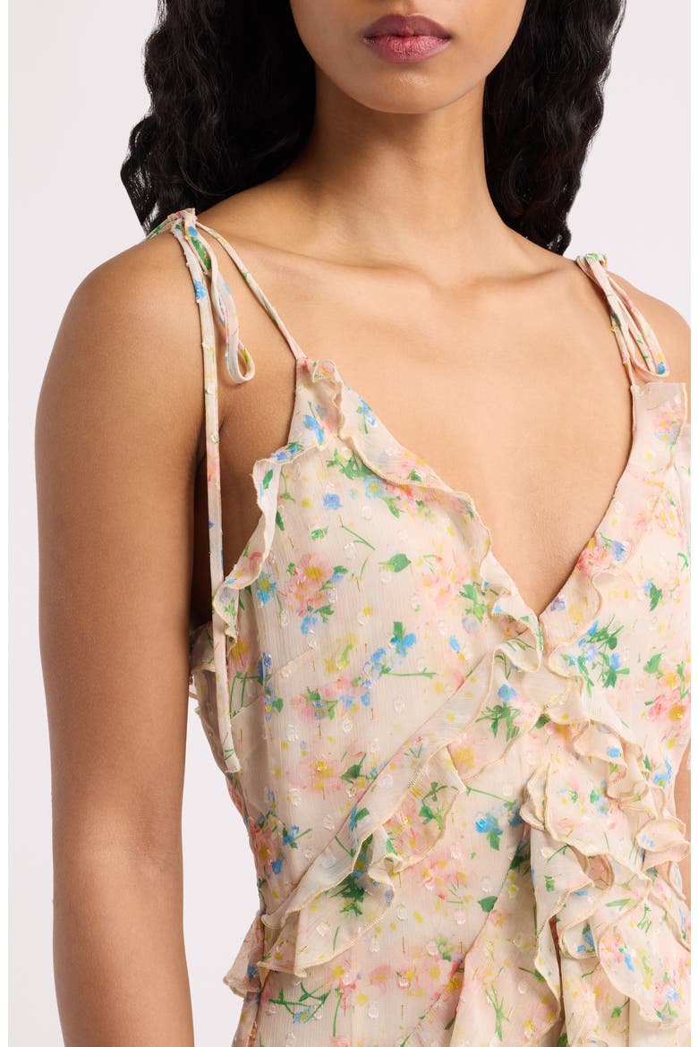 Jamie Ruffle High-Low Maxi Dress, Alternate, color, BEIGE FLORAL
