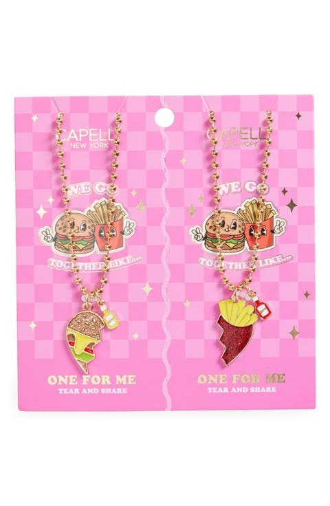 Kids' Burger & Fry Best Friend Necklace Set