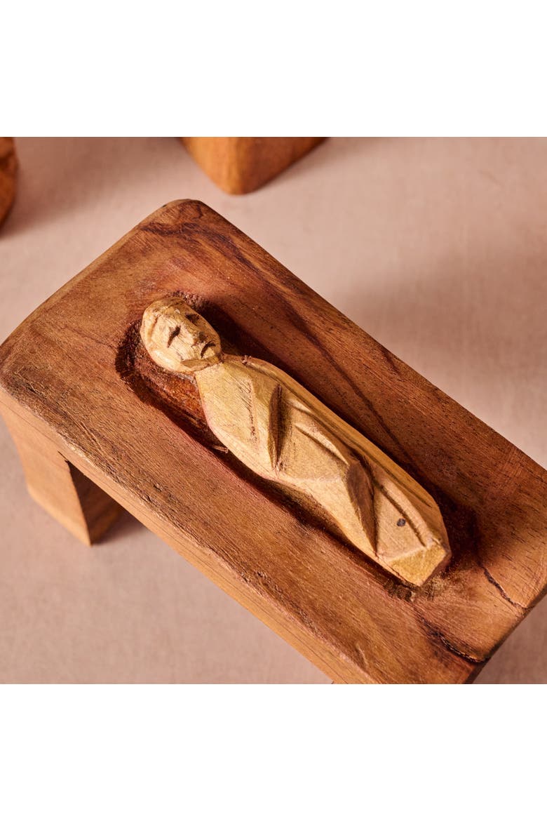 Rahisi Neem Wood Nativity, Alternate, color, Natural