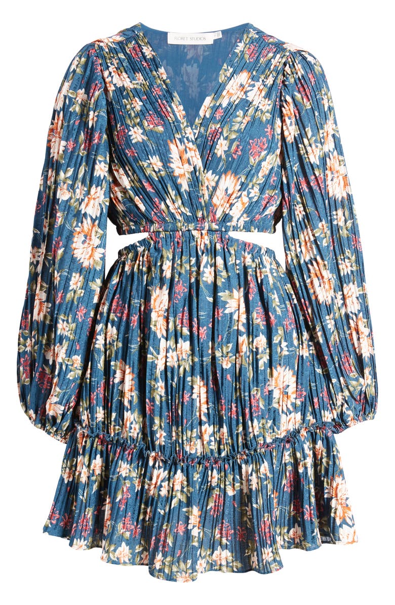 FLORET STUDIOS Floral Side Cutout Long Sleeve Dress, Alternate, color, 