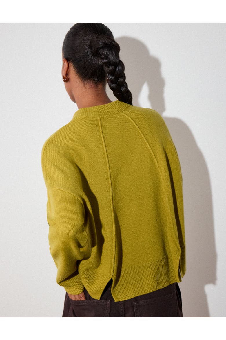100% Wool Seam Detail Crew Knit Jumper, Alternate, color, Yellow