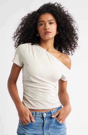 Open Edit Ruched Off the Shoulder T-Shirt | Nordstrom