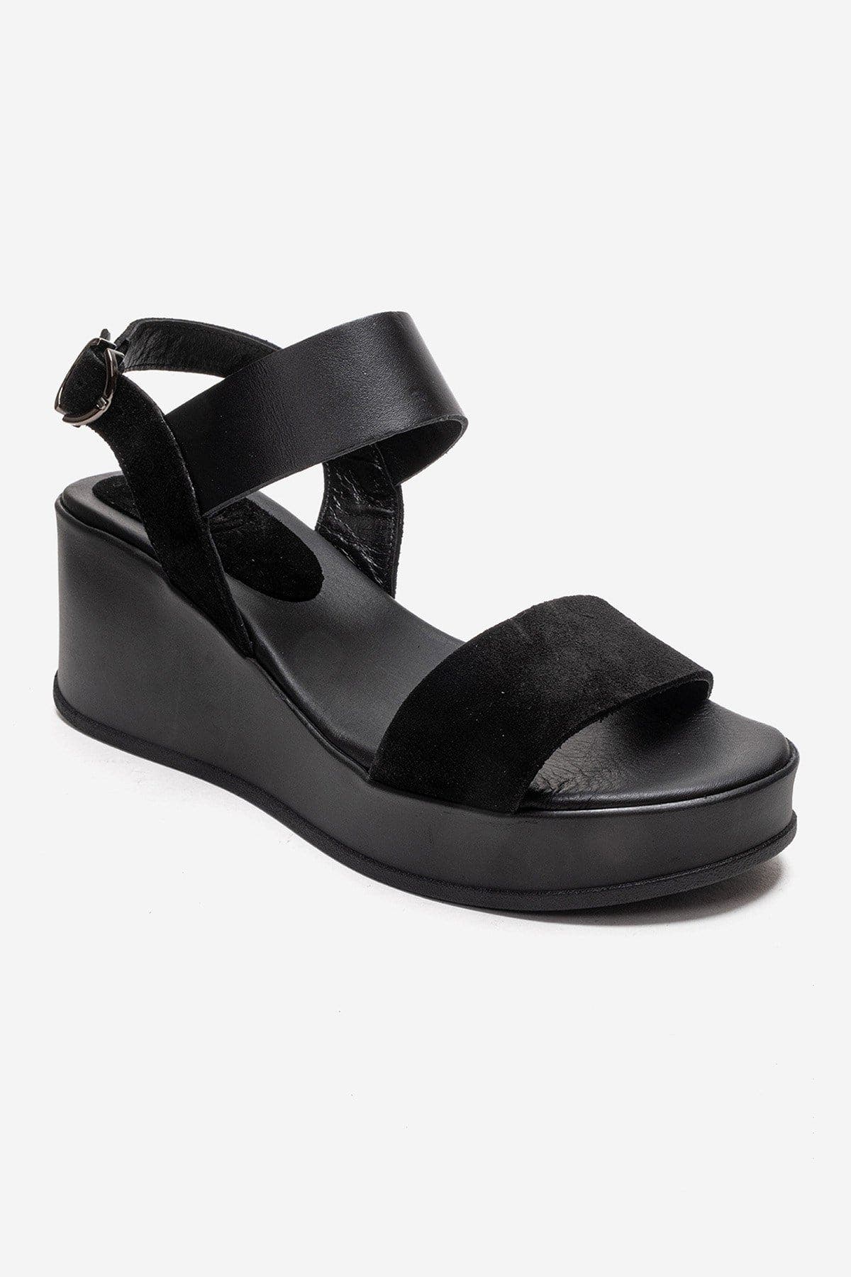 Forever & Always Shoes Lolanthe Leather Wedge Sandal, Alternate, color, Black Suede