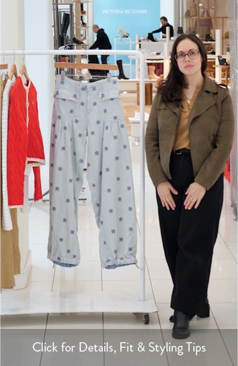 Lotus Embroidered Railroad Stripe Jeans, sales video thumbnail